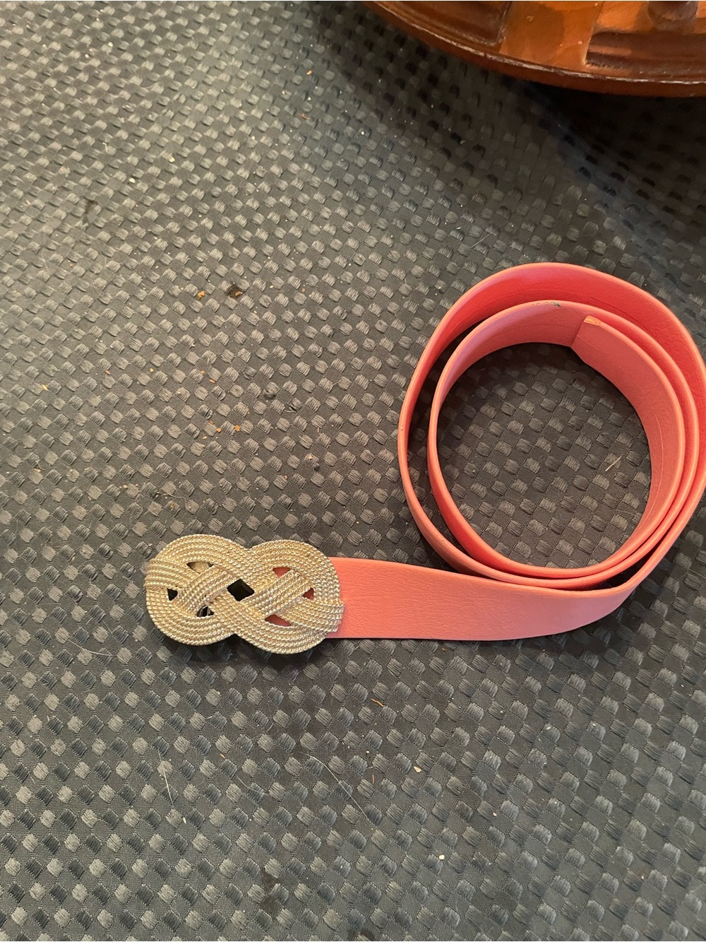 Women's Pink Adjustable Belt with Decorative Silver Infinity Knot Buckle